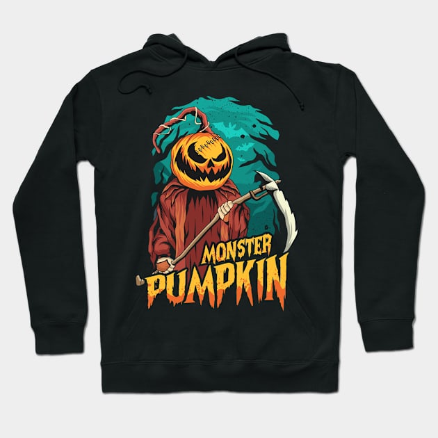 monster pumpkin killer, spooky halloween tshirt design artwork Hoodie by chenowethdiliff